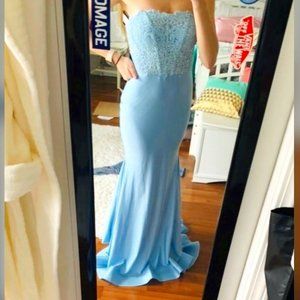 Sherry Hill Light Blue Prom Dress #53751